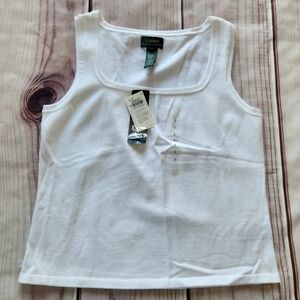 NWT Lauren Ralph Lauren Square Fit Tank Top White | Women's Size L